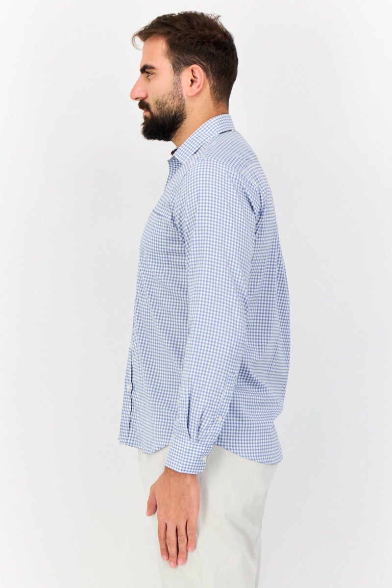 Kenneth Cole Men Spread Collar Long Sleeve Checkered Shirt, Multicolor - Image 2